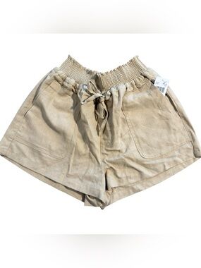 Love Tree Paperbag Shorts Girls M Beige Linen & Viscose Pockets